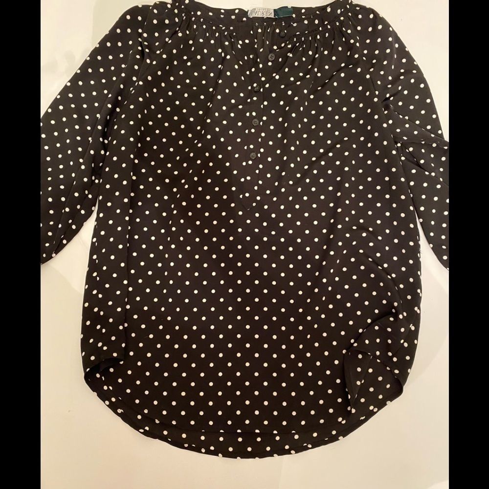 Ralph Lauren Size XS Black and White Polka Dot Blouse